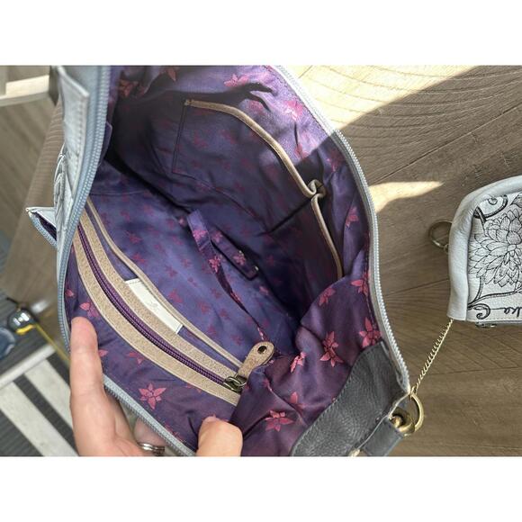 Anuschka 100% Genuine Leather Hand-Painted Hobo Shoulder Purse with Coin Pouch - Picture 6 of 15